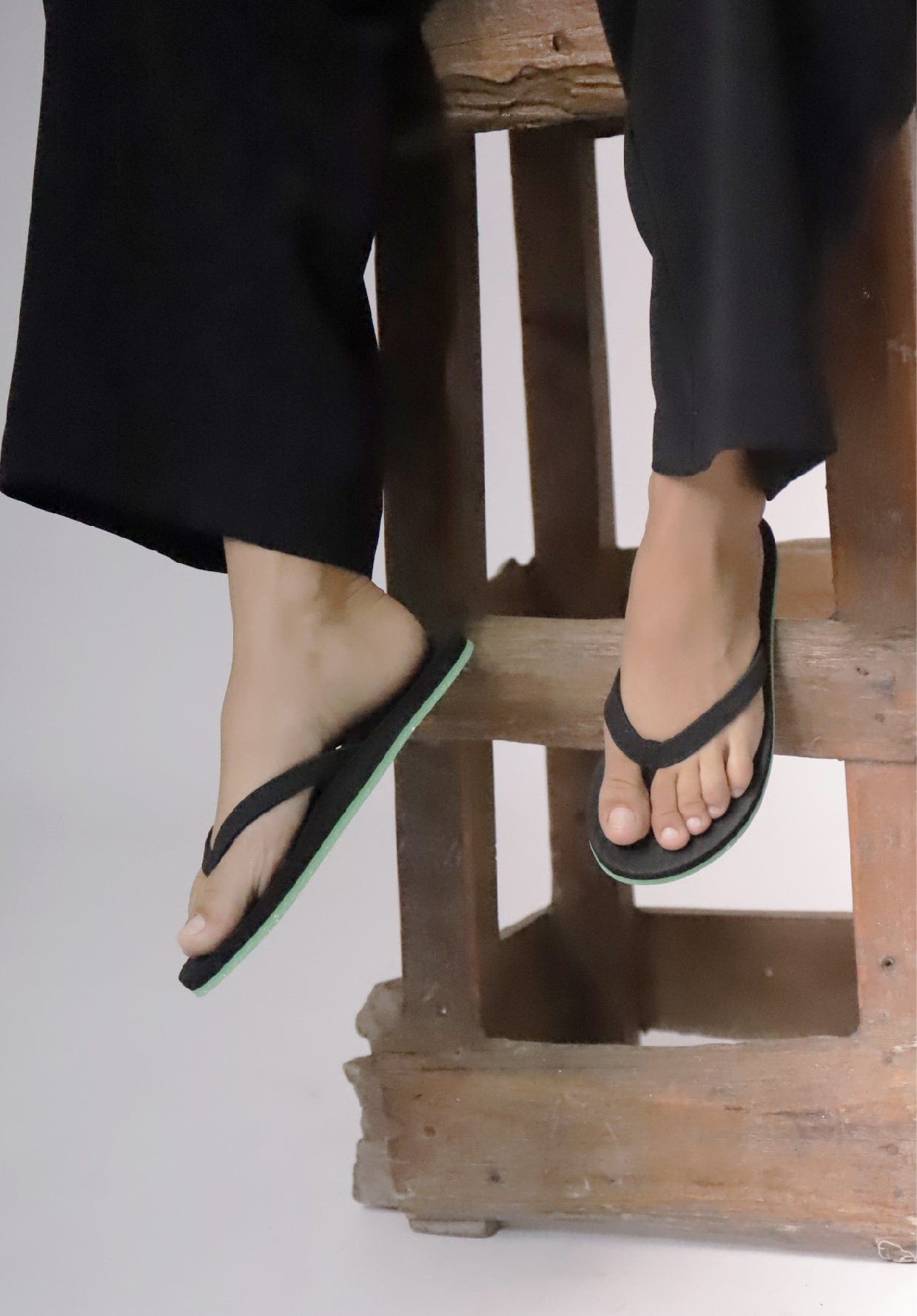 Women's Flip Flops Sneaker Sole - Lime Sole/Black