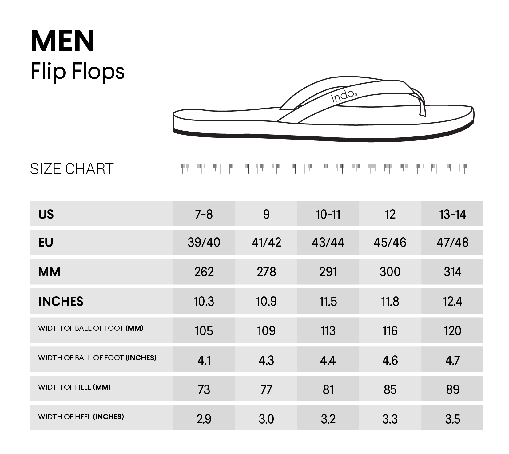 men size chart