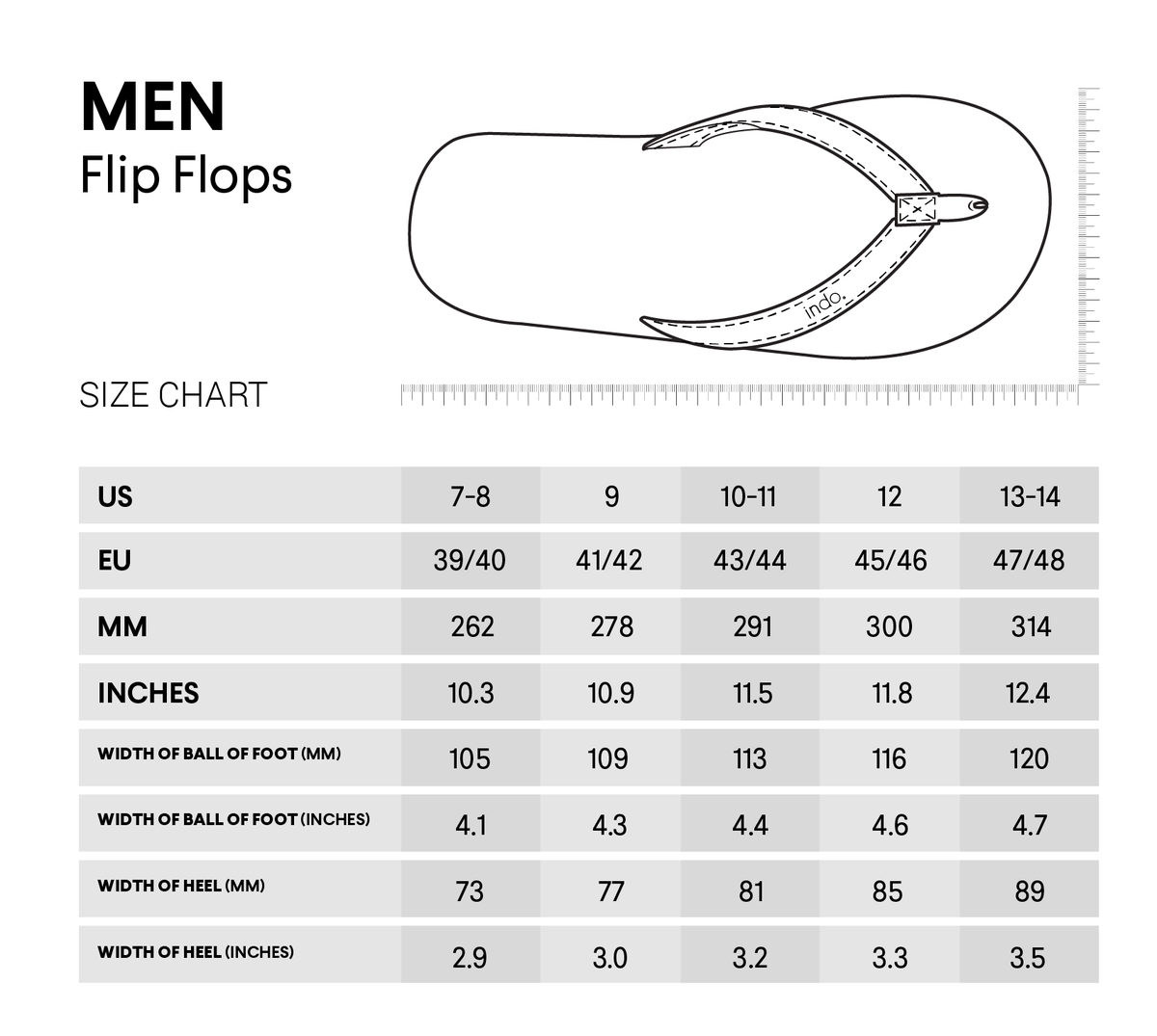 men size chart