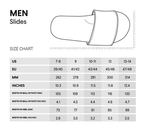 size chart sandals
